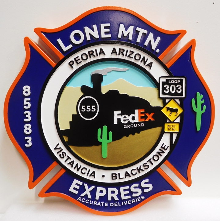 CB5675 - Emblem of Lone Mountain Express, Multi-level and Engraved Relief