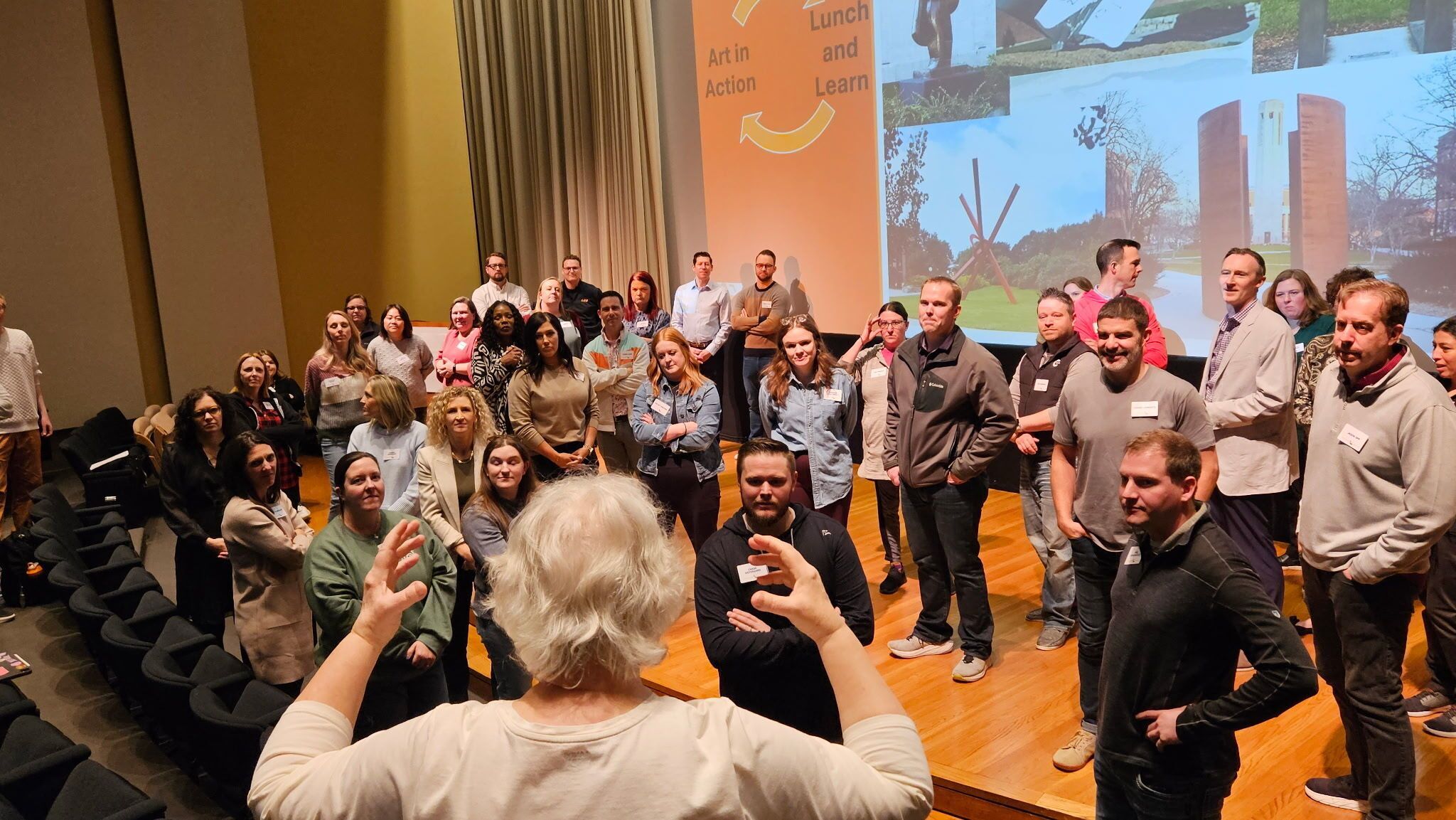Members of the Flagship cohort stand in the Lincoln Capitol during a tour