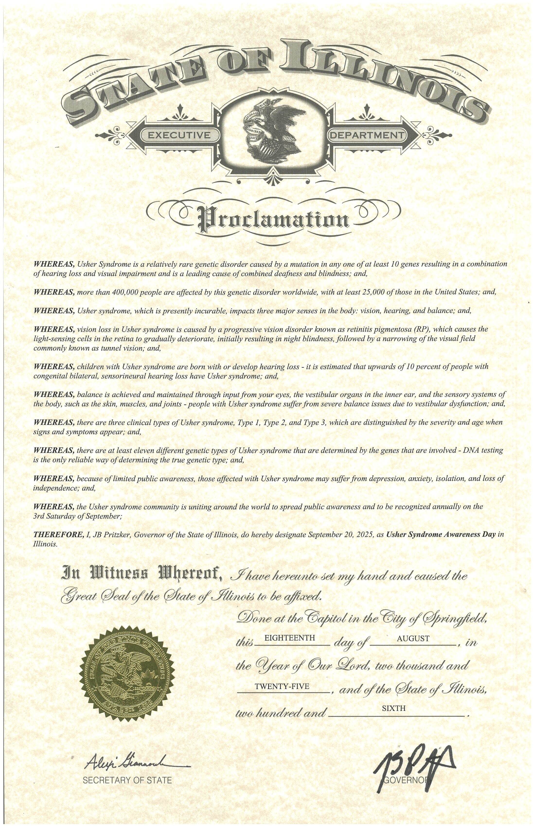 Usher Syndrome Awareness Day 2025 Proclamation