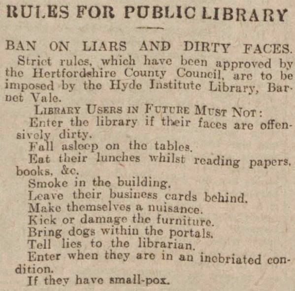 Hertfordshire county historic library rules