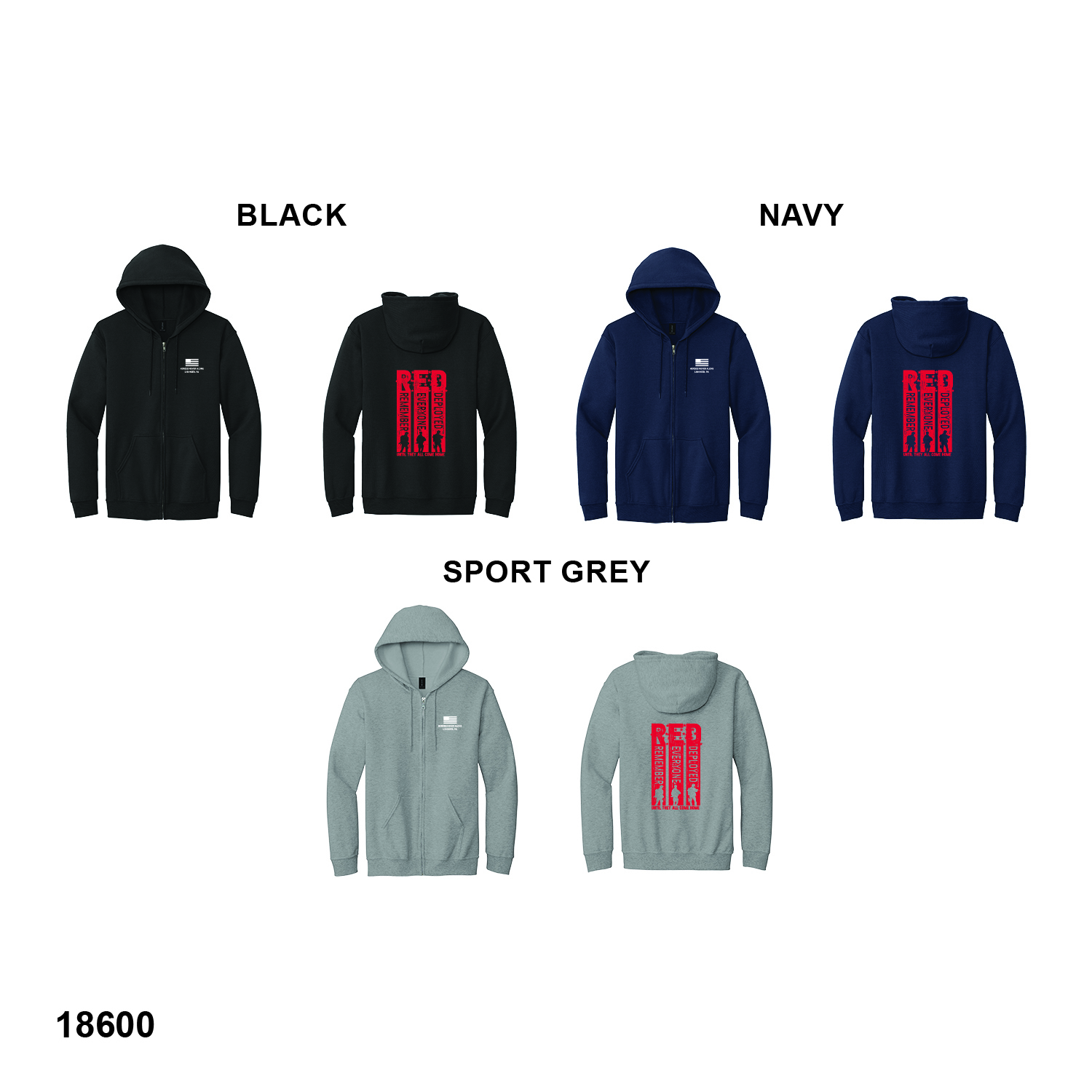 R.E.D. LOGO - Gildan Adult Heavy Blend™ 8 oz., 50/50 Full-Zip Hooded Sweatshirt