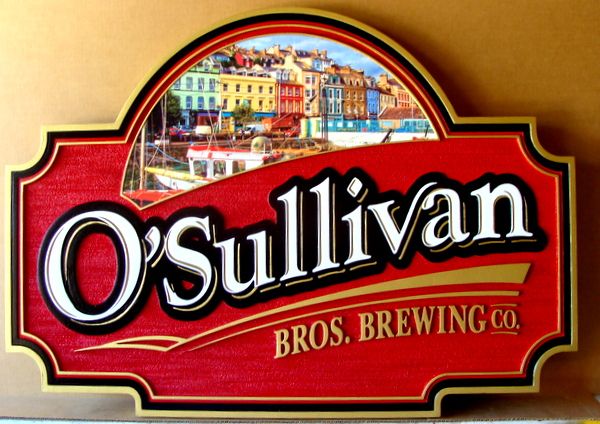 RB27556 -  Carved and Sandblasted O’Sullivan Brewing Company Entrance Sign 