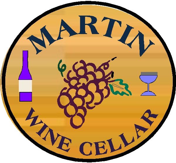 R27360 - Round Engraved Cedar Wood Plaque for Martin Wine Cellar