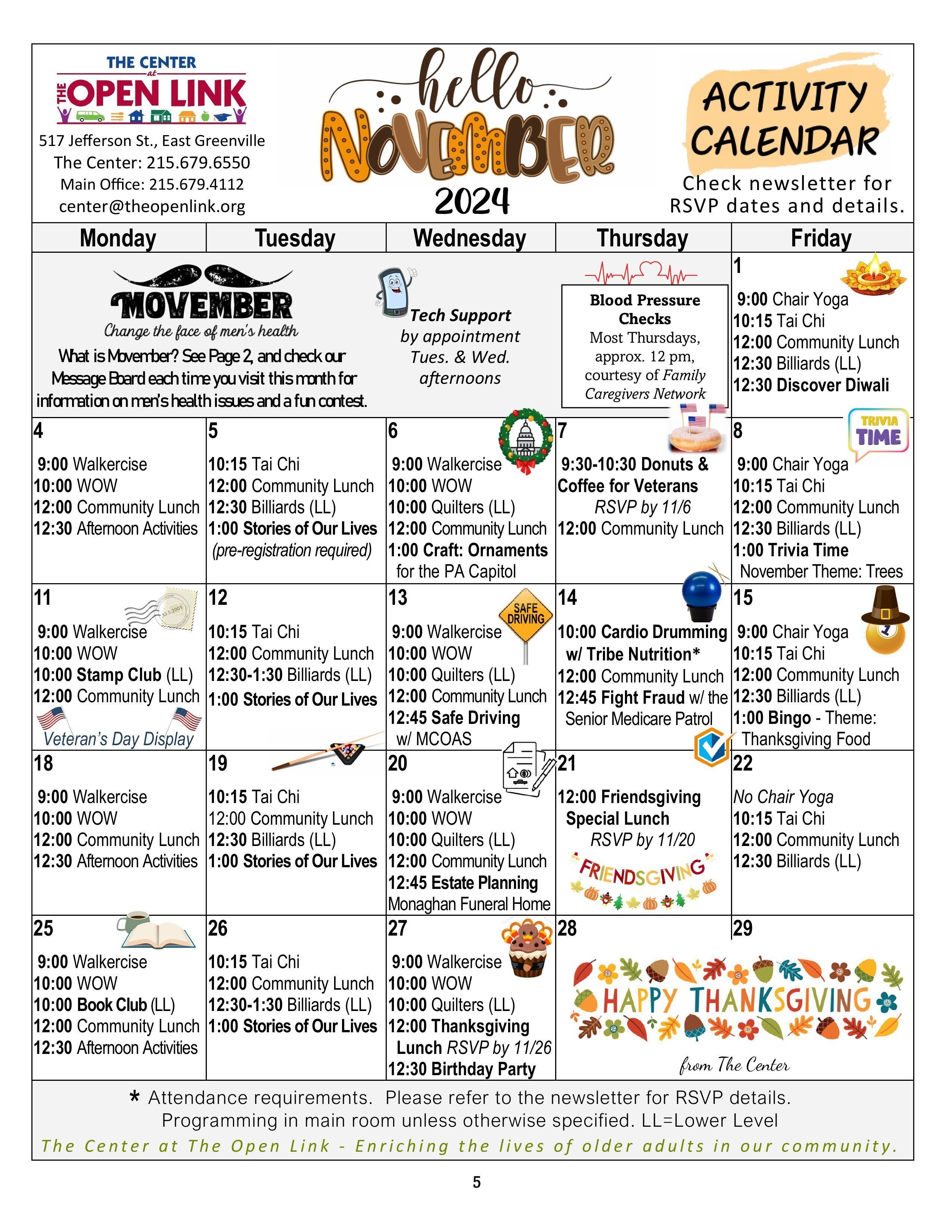 November 2024 Activity Calendar