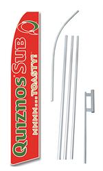 Quiznos Sub Red Swooper/Feather Flag + Pole + Ground Spike