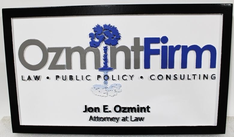 A10525 -  Carved HDU Sign for the Ozmint Law Firm