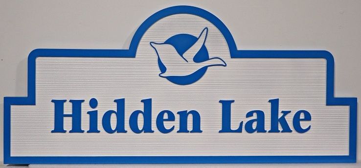 M22383A - Carved Property Name Sign for "Hidden Lake"