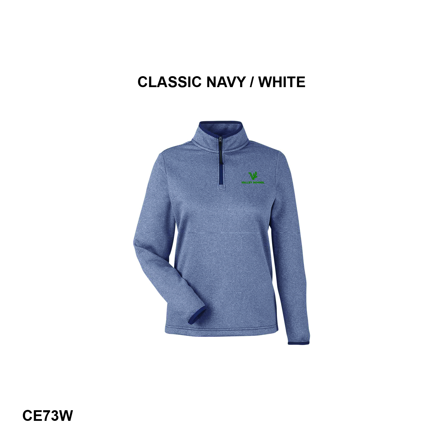 VALLEY SCHOOL WITH V LOGO - CORE365 Women's Venture Heathered Stripe Quarter-Zip Pullover