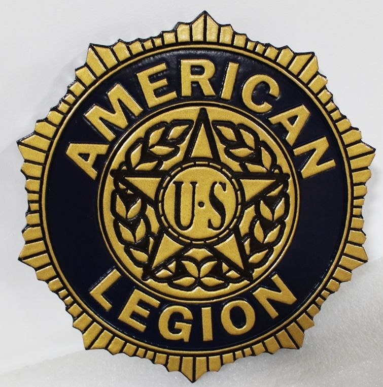 UP-1021 - Carved 2.5-DV Raised Relief HDU Plaque of  the Emblem of American Legion