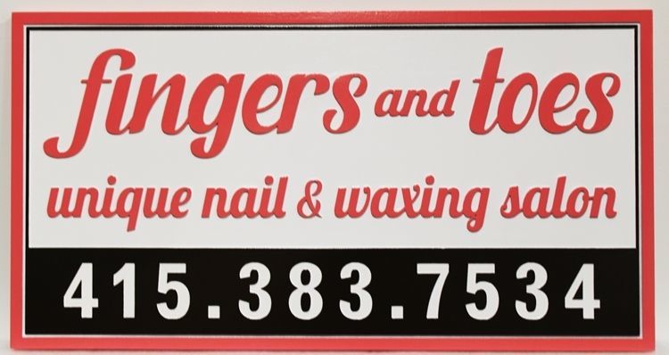S28222 - Carved HDU Sign for the "fingers and toes" Nail & Waxing Salon