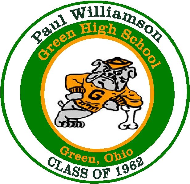Y34745 - Carved 2.5-D  Flat-Relief HDU Wall Plaque of the Logo (Bulldog) of Green High School 