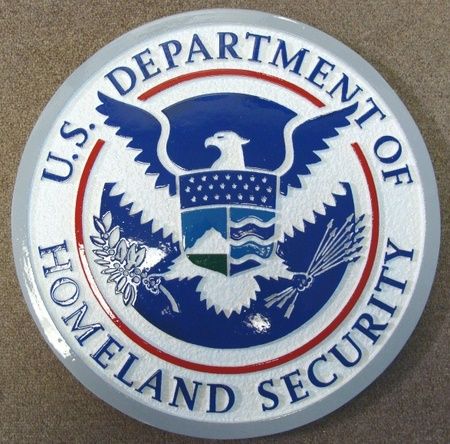 U30172 - Department of Homeland Security Seal Carved HDU Wall Plaque 