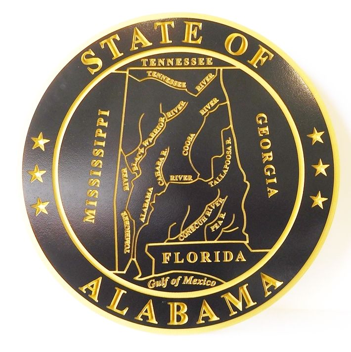 BP-1001 - Carved Seal of the State of Alabama, Artist-Painted