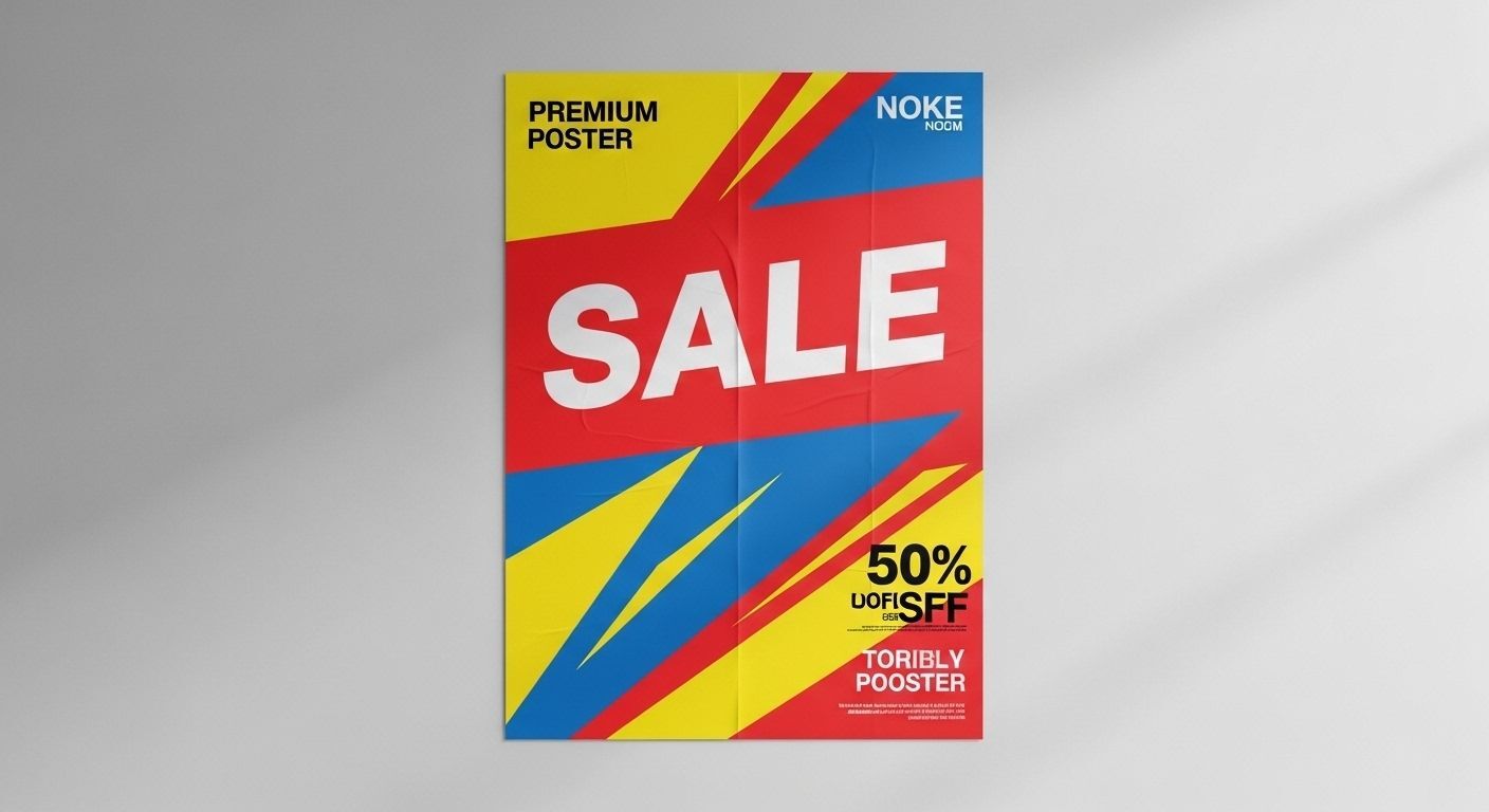Retail poster printing in Bellevue & Seattle displayed in a store environment with vibrant colors and clean typography.