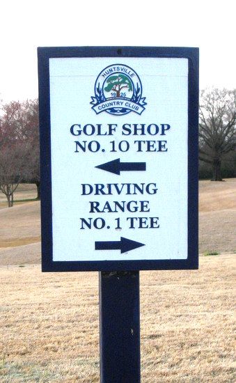 E14221 - Carved and Sandblasted HDU Wayfinding Sign for the Huntsville Country Club, with Logo