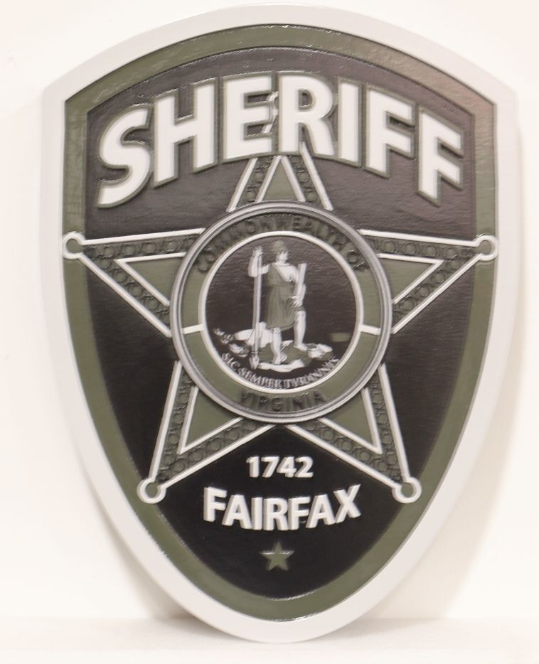PP-2500 - Carved 2.5-D Multi-Level Artist-Painted Plaque of the Sheriff Department, Fairfax County, Virginia
