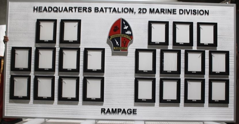 KP-2495 - Sandblasted High=Density-Urethane Chain-of-Command Photo Board for the  Headquarters Battalion,  2nd Marine Division, "Rampage"