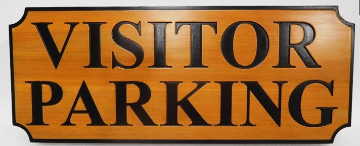 H17360 - Carved Engraved Western Red Cedar  "Visitor Parking " Sign, Stained Western Red Cedar Wood