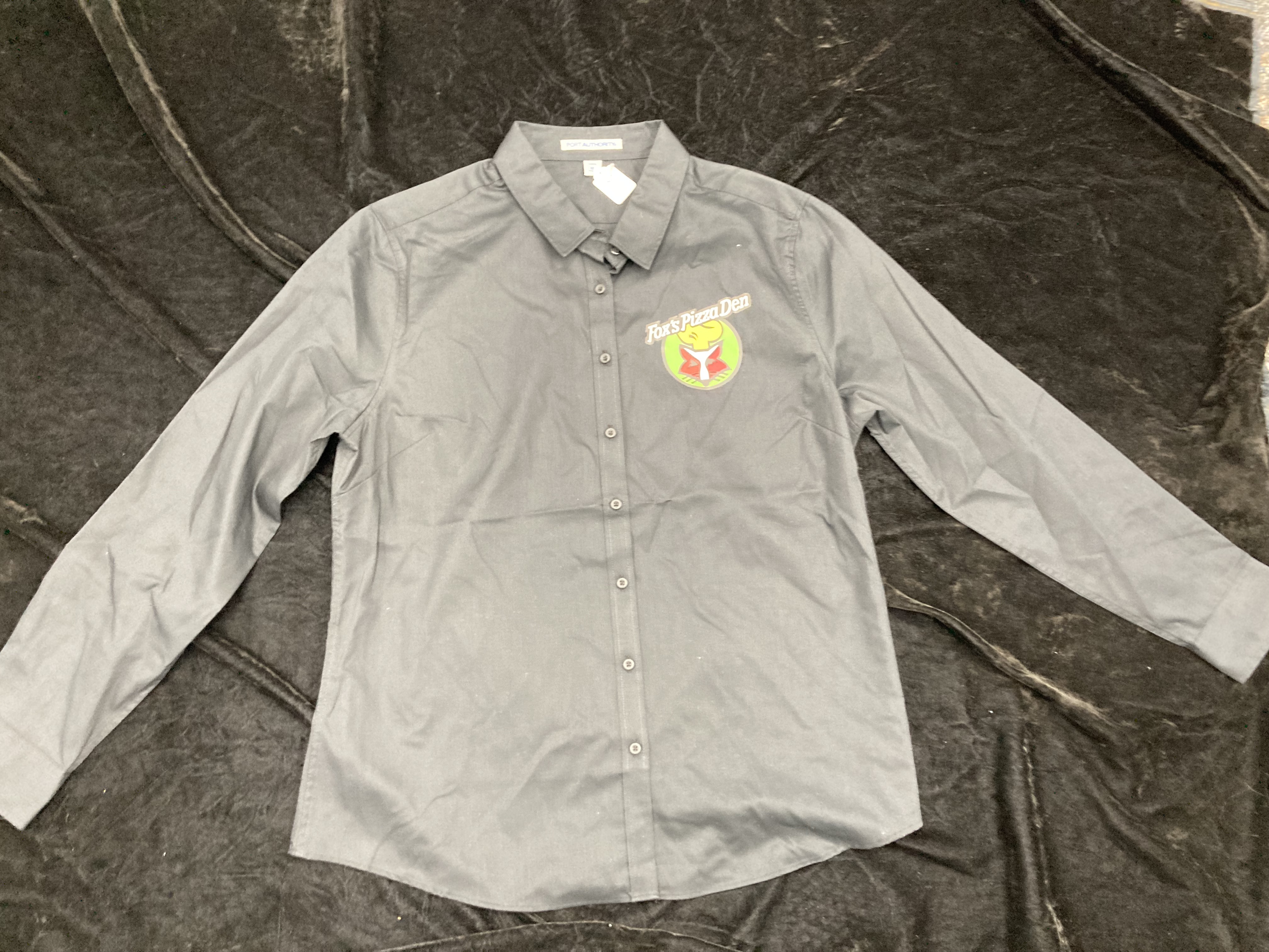 SALE Fox's Logo - LADIES XL Black Button-Up Long Sleeve