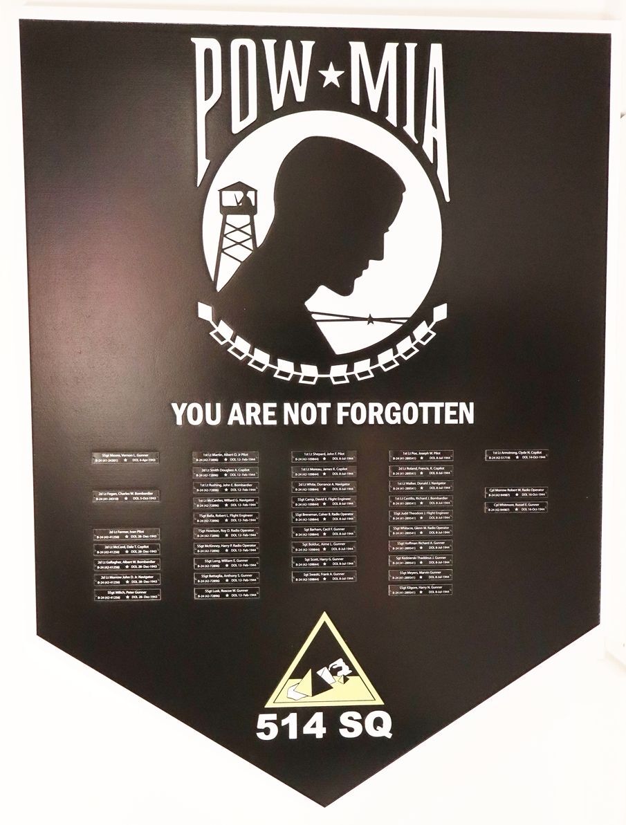 IP-1970A - Plaque for POW-MIA's "You are Not Forgotten", with Nameplates of MIA Servicemen