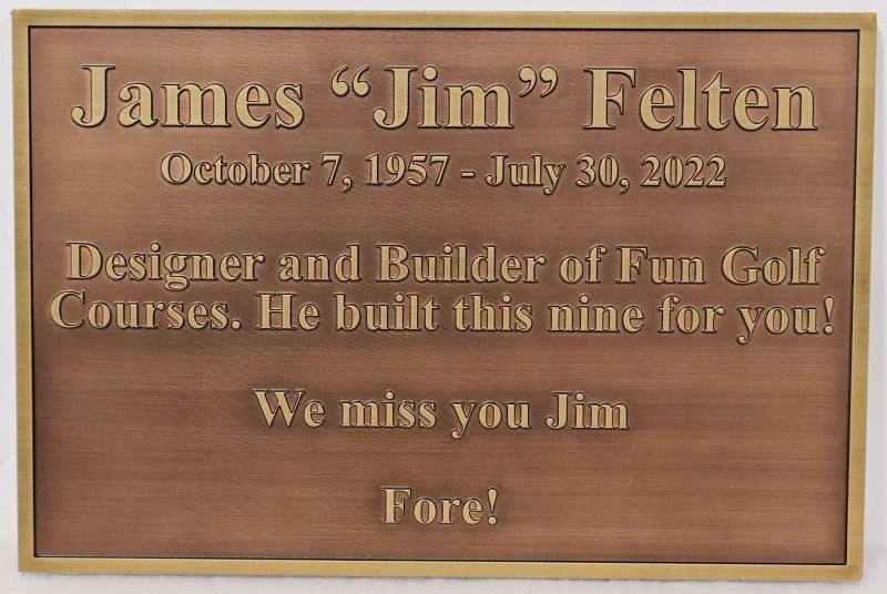 E14725 - Carved and Sandblasted HDU Memorial Sign for James "Jim" Felten
