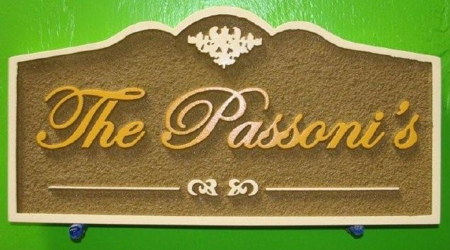 I18128 - Carved and Sandblasted  Residence Name Sign "The Passoni's"
