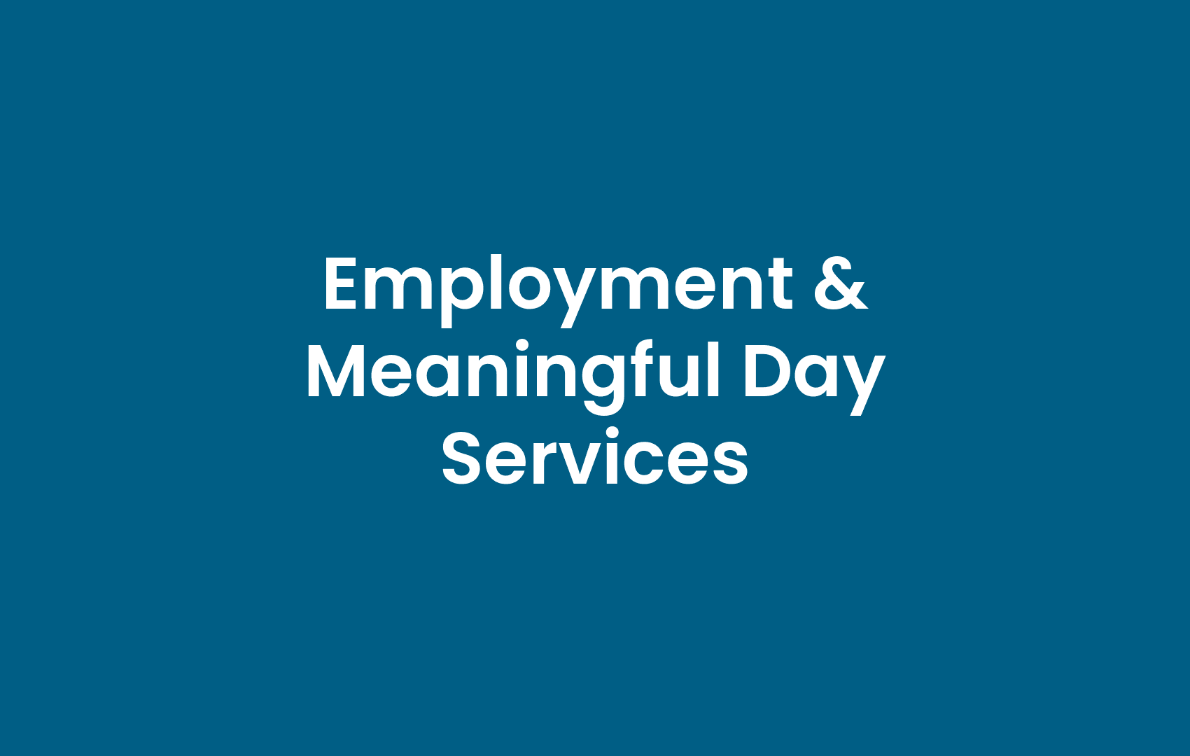 Employment & Meaningful Day Services