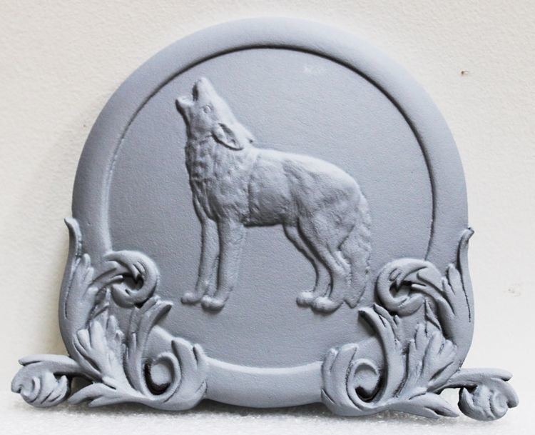 M22992 - Carved 3-D Bas-relief HDU Plaque of a Wolf (not yet finished) 