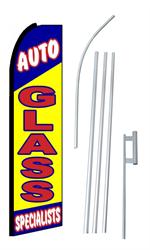 Auto Glass Swooper/Feather Flag + Pole + Ground Spike