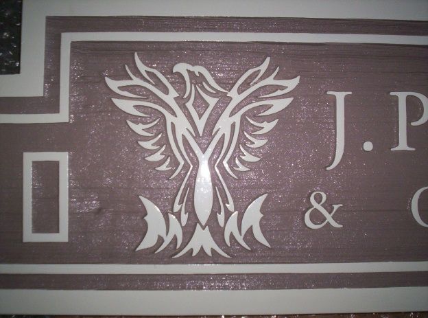 SA28545 - Stylized Carved Eagle on Sandblasted Cedar Sign