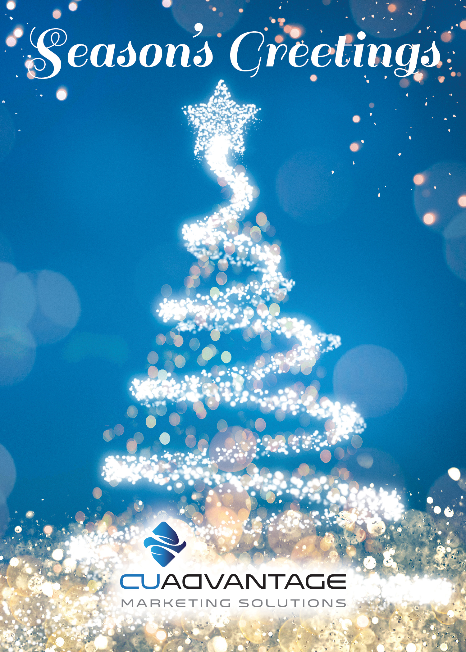 Holiday Card (blue shiny tree)