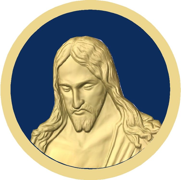 D13351 - Gold-leaf gilded bas-relief carving of head of Jesus Christ