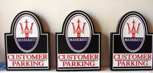 SA28752 - Carved HDU Signs for "Customer Parking"with Maserati Logo