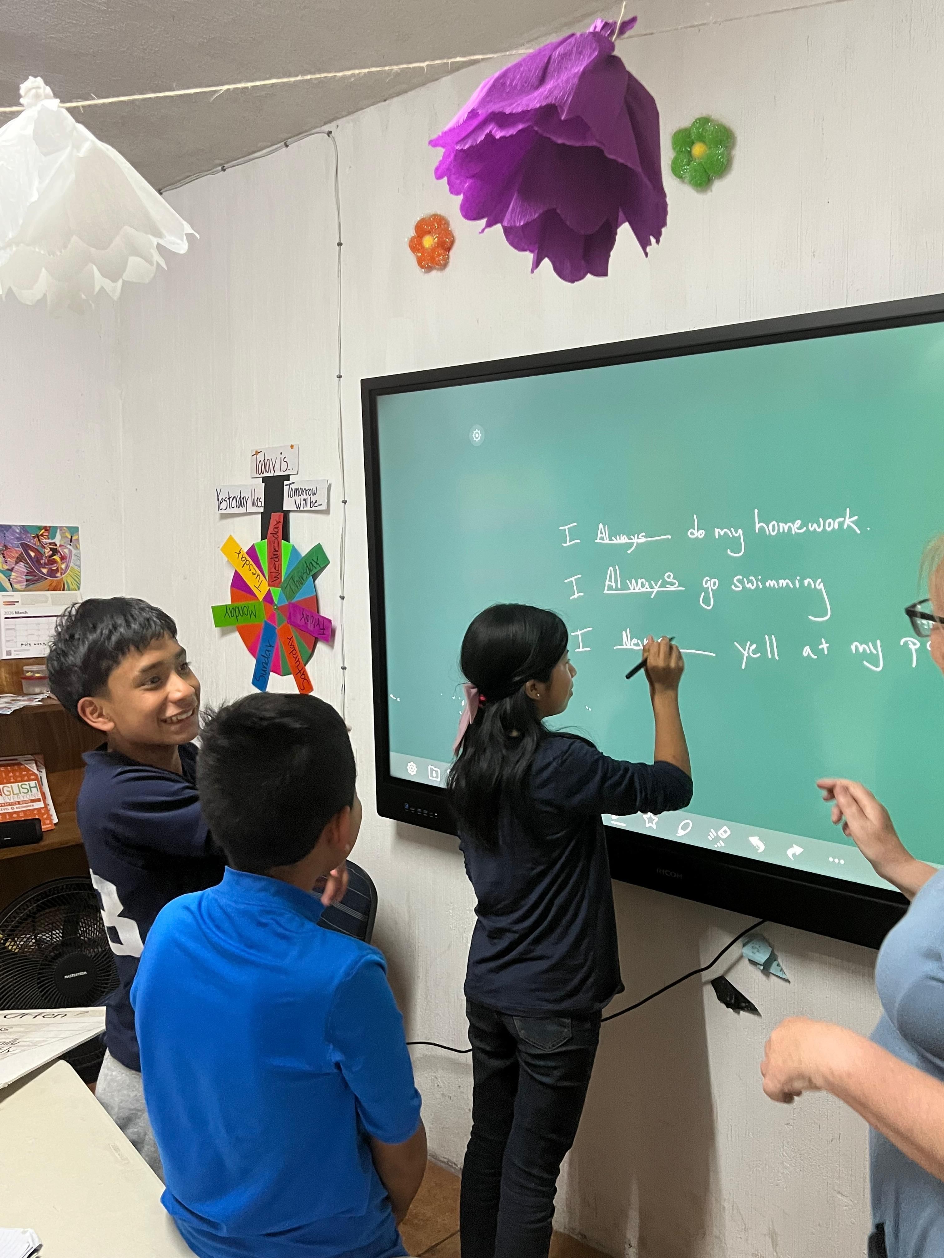 Students learning English