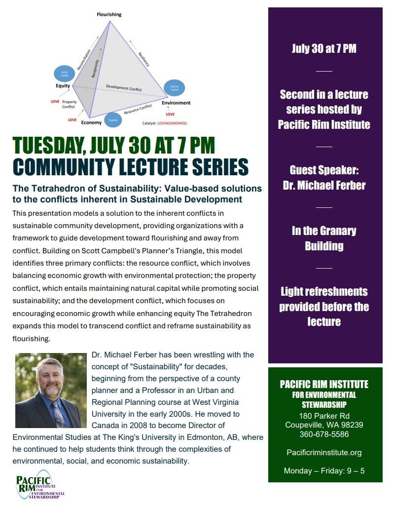 Flyer for Community Lecture July 30 at 7 PM