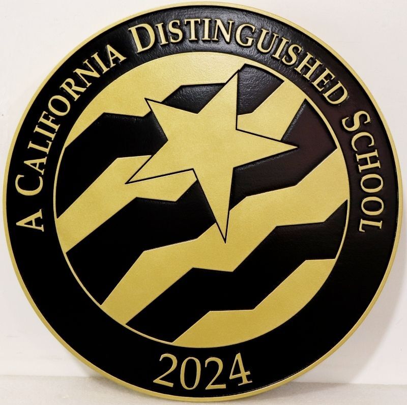 TP-1313 - Carved 2.5-D Multi-Level Relief HDU Plaque of the Seal of a California Distinguished School (2024)