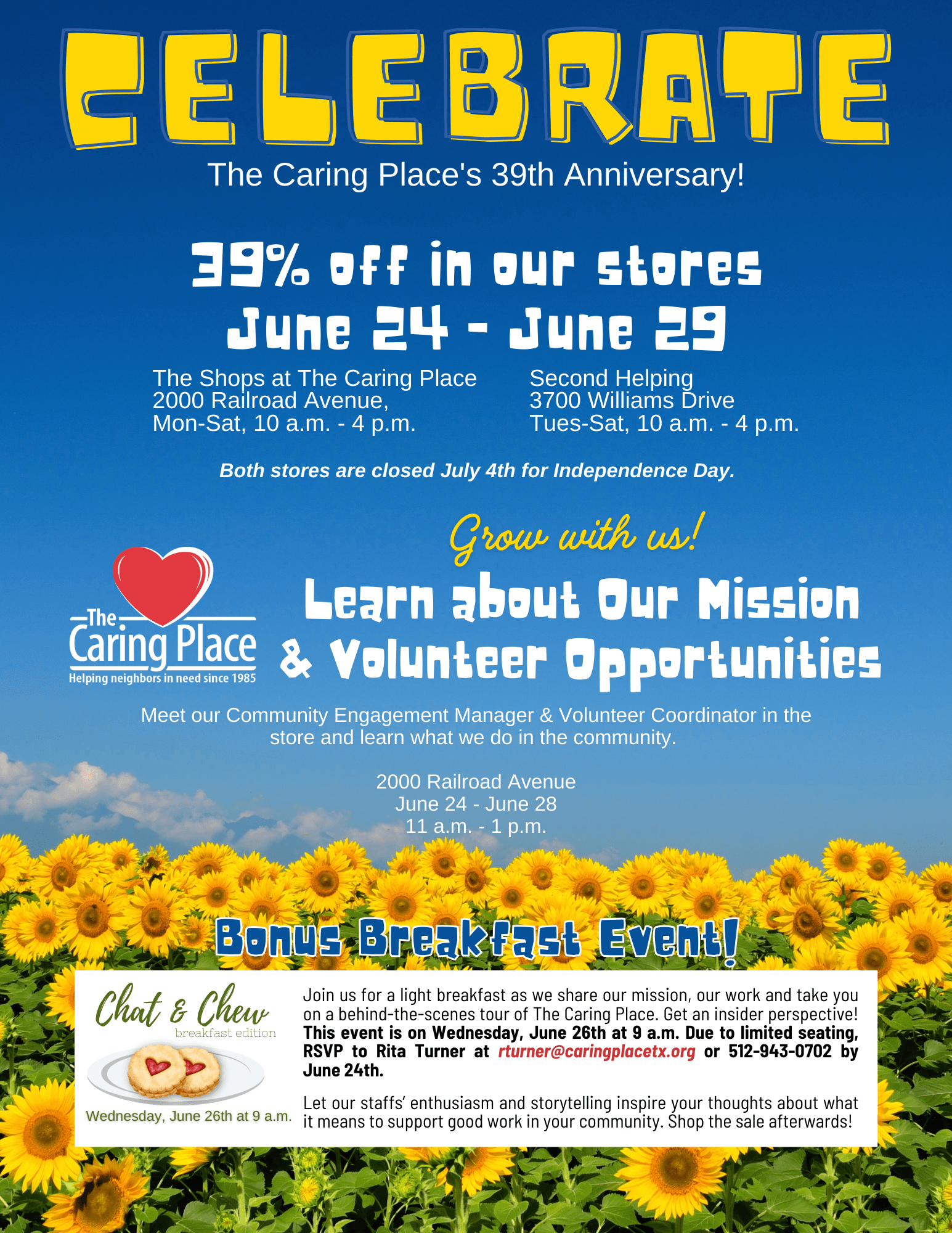 Anniversary Sale at The Caring Place June 24 - 29