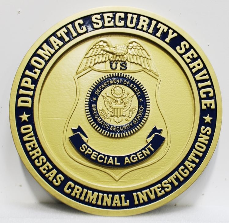 PP-1547 - Carved 3-D HDU Plaque of the  Badge of a Special Agent of  Diplomatic Security Service, Department of State 
