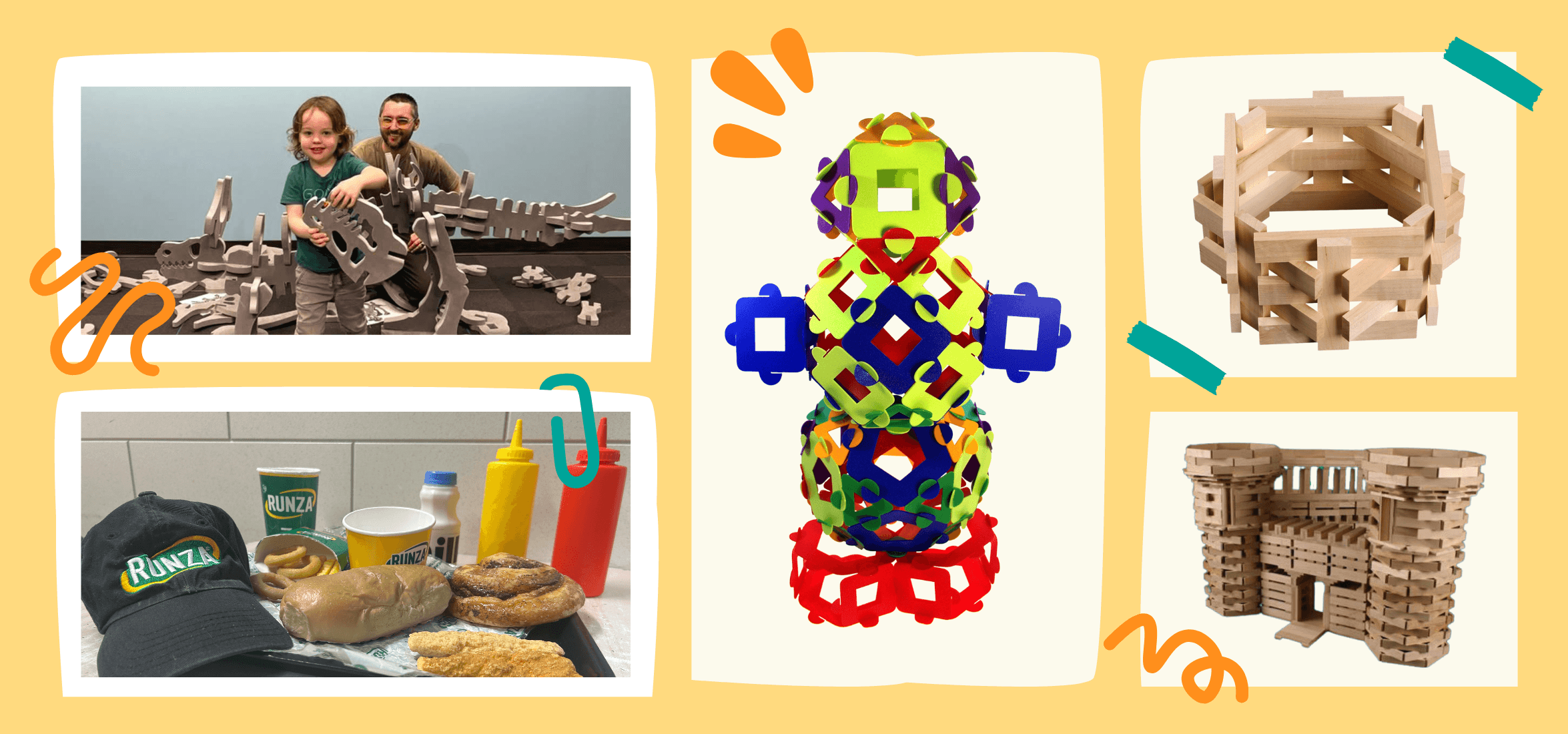 collection of photos of exhibit learning kits