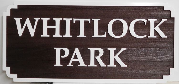 GA16469 - Carved Wood Grain Texture, HDU Sign for a Town Park