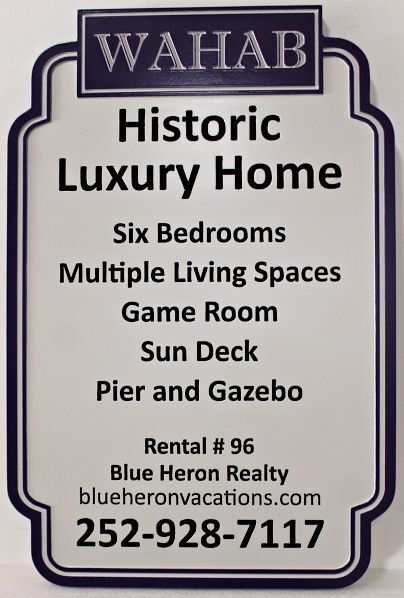 T29040 - Carved and Sandblasted Sign for "Wahab Historic Luxury Home"