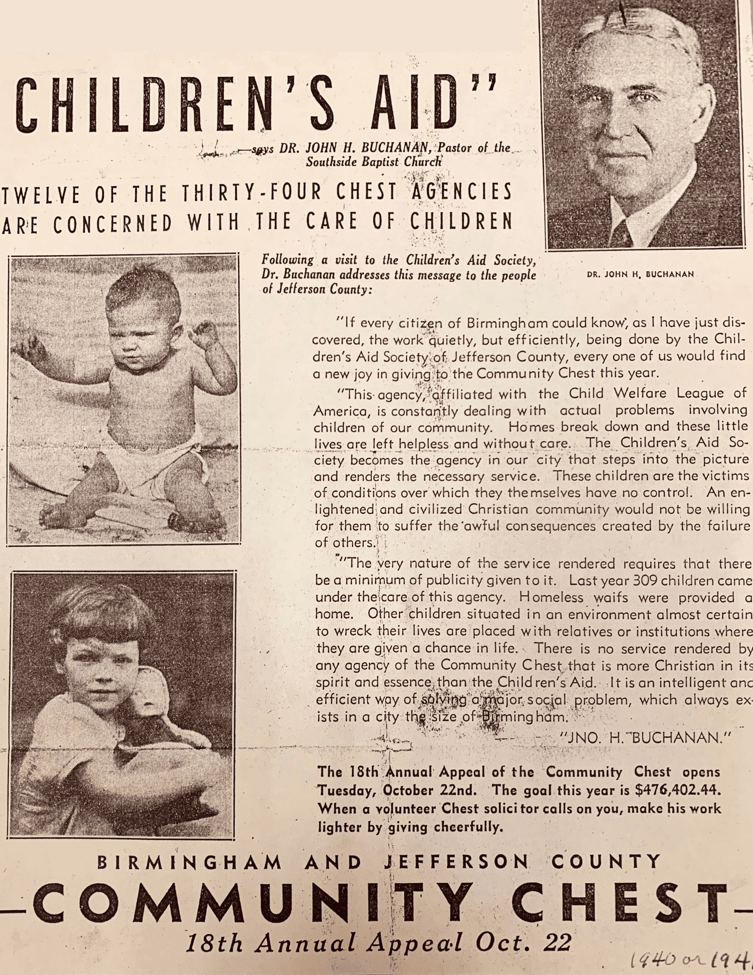 A Century of Partnership and Caring: Children’s Aid Society of Alabama and The United Way of Central Alabama, Inc.