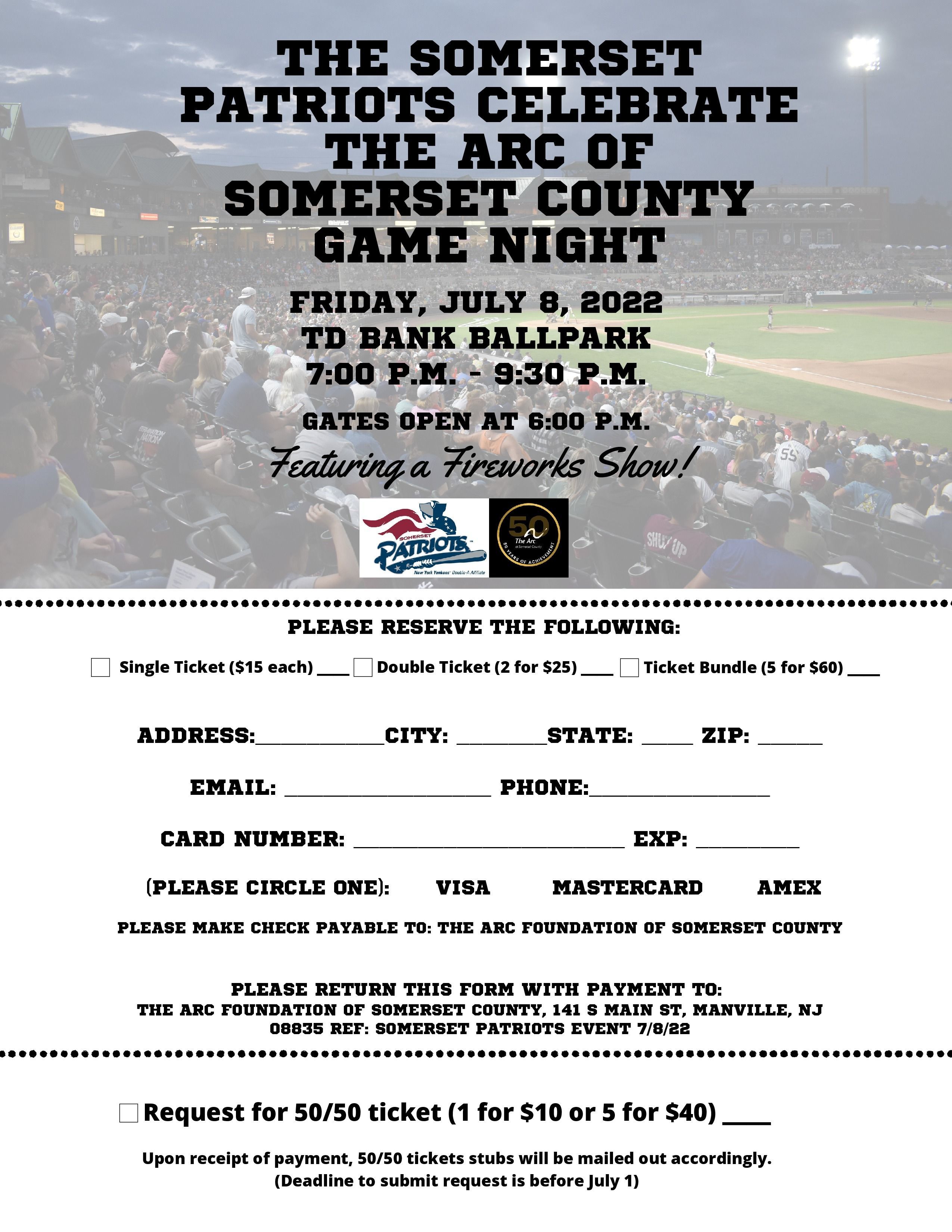 Somerset Patriots Game Night Celebrates The Arc of Somerset County