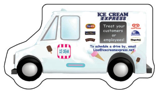 Ice Cream Express Custom Die Cut Refrigerator Magnet