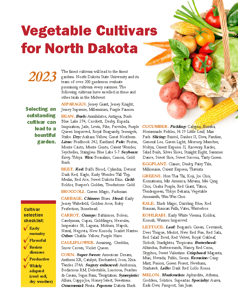Vegetable Varieties Recommendations (NDSU Extension)