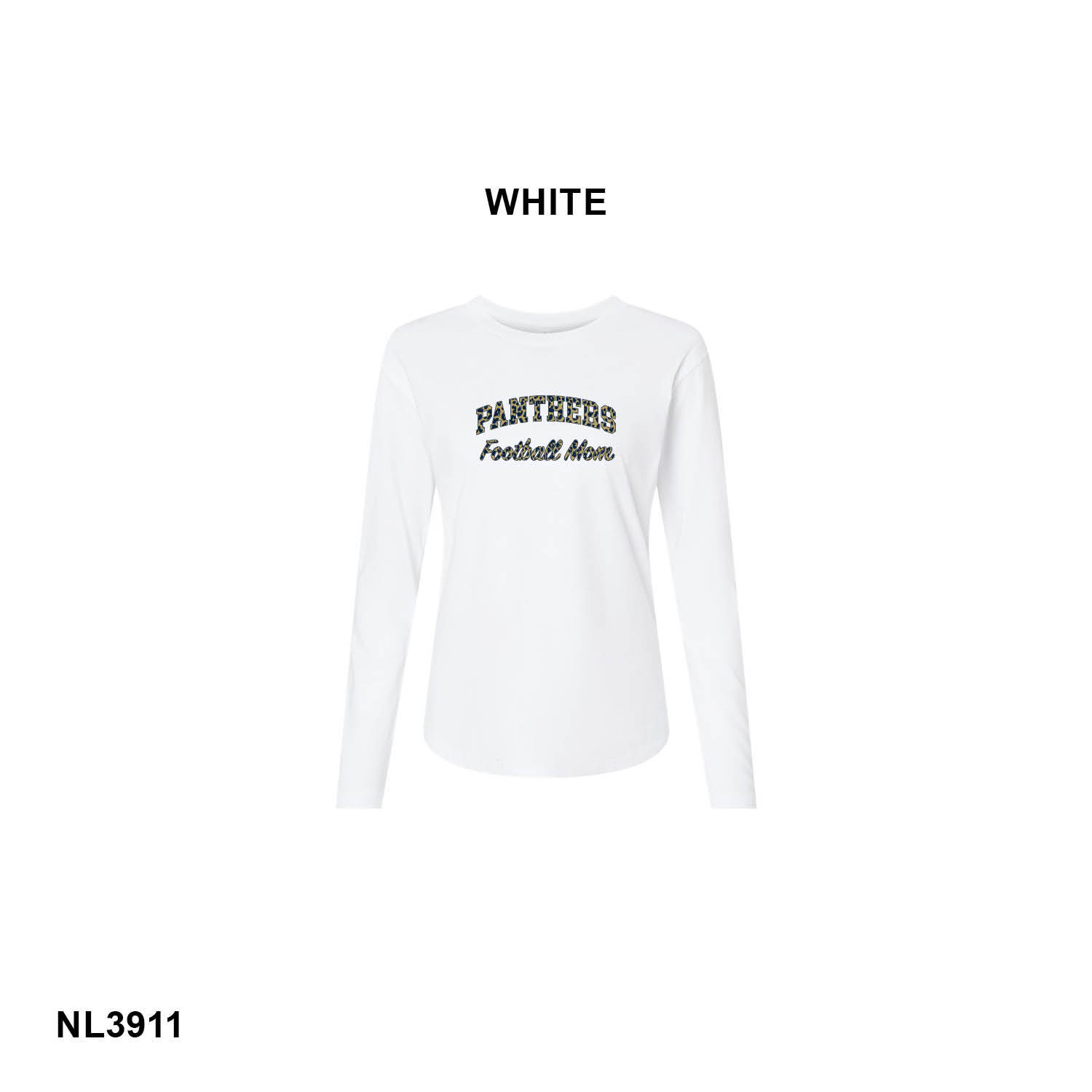 PANTHERS FOOTBALL MOM LEOPARD PRINT LOGO - Next Level Apparel® Women’s Cotton Relaxed Long Sleeve Tee