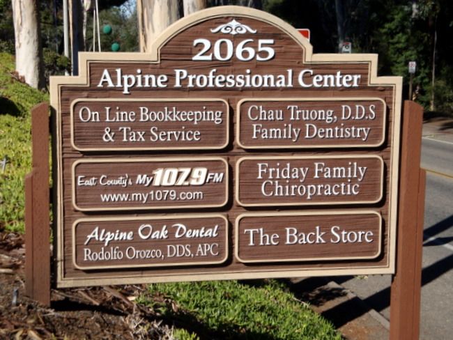 C12080 - Outside Directory Sign for Professional Offices, Carved and Sandblasted Redwood