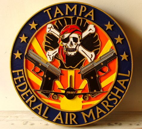 U30398 - Carved Wood Wall Plaque for Tampa Air Marshal Office