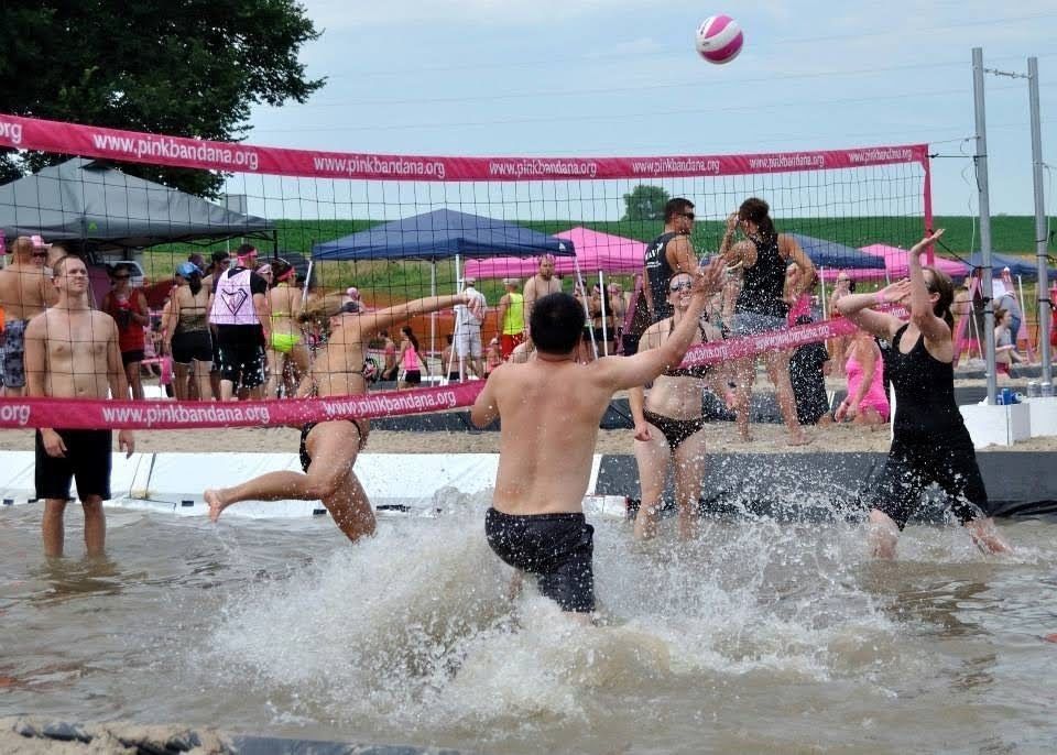 Pink Bandana's 14th annual Beat Breast Cancer Mud Volleyball Tournament is Nebraska's largest mud volleyball tournament. The event raises money for women 40 and under battling breast cancer. 