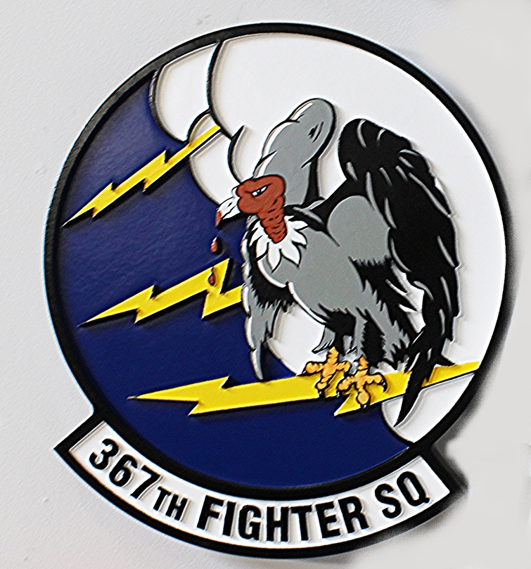 LP-2282 - Carved 2.5-D Multi-Level Raised Relief HDU Plaque of the Crest of the 367th Fighter Squadron